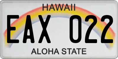 HI license plate EAX022