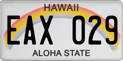 HI license plate EAX029