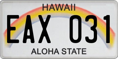 HI license plate EAX031
