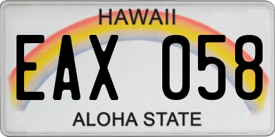 HI license plate EAX058
