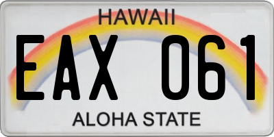 HI license plate EAX061