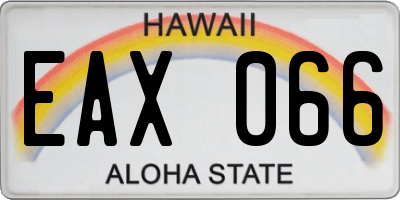 HI license plate EAX066