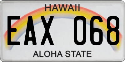 HI license plate EAX068