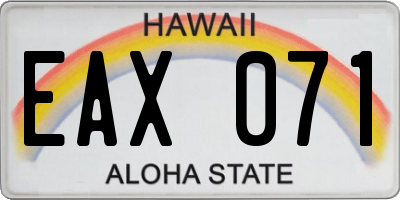 HI license plate EAX071