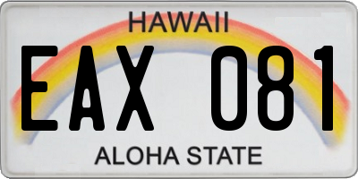 HI license plate EAX081