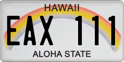 HI license plate EAX111