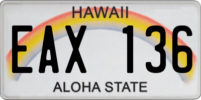 HI license plate EAX136