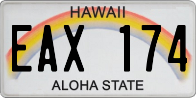 HI license plate EAX174