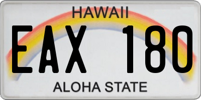 HI license plate EAX180