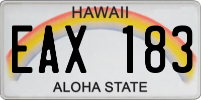 HI license plate EAX183
