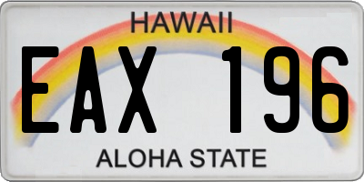 HI license plate EAX196