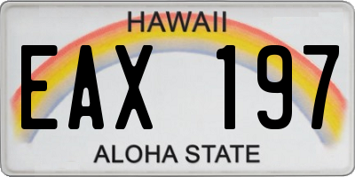 HI license plate EAX197