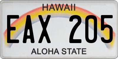 HI license plate EAX205