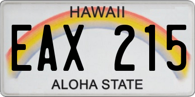 HI license plate EAX215