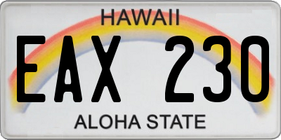 HI license plate EAX230