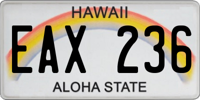 HI license plate EAX236