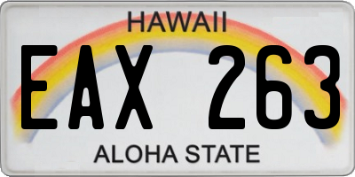 HI license plate EAX263