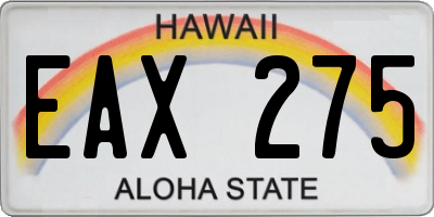 HI license plate EAX275