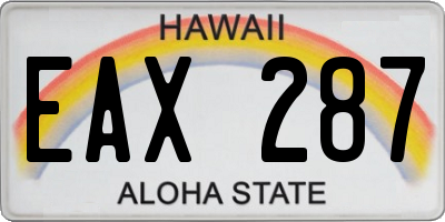 HI license plate EAX287