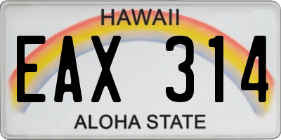 HI license plate EAX314