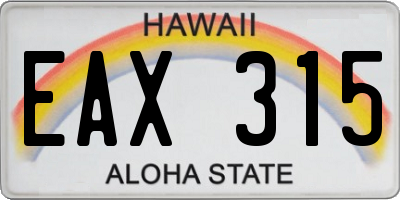 HI license plate EAX315