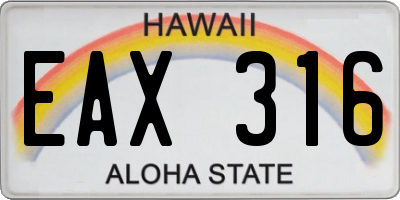 HI license plate EAX316