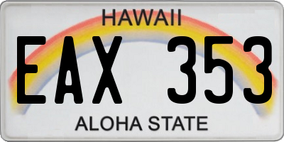 HI license plate EAX353
