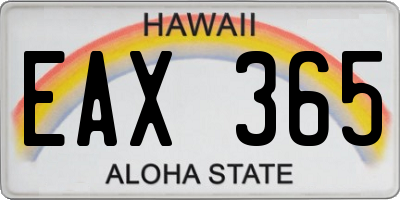 HI license plate EAX365