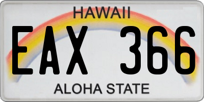 HI license plate EAX366