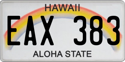 HI license plate EAX383