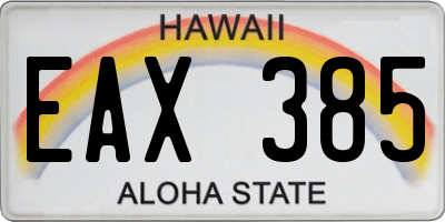 HI license plate EAX385