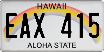 HI license plate EAX415