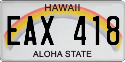 HI license plate EAX418