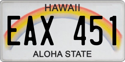 HI license plate EAX451