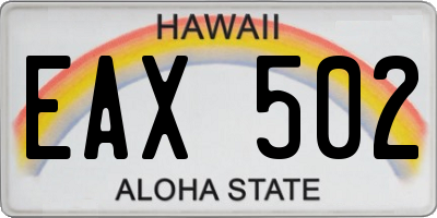 HI license plate EAX502