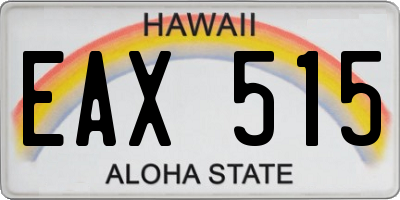 HI license plate EAX515