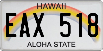 HI license plate EAX518