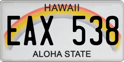 HI license plate EAX538