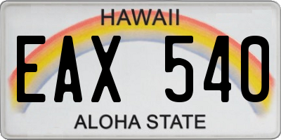 HI license plate EAX540