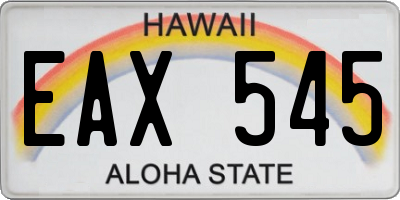 HI license plate EAX545