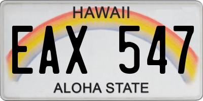 HI license plate EAX547