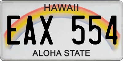 HI license plate EAX554