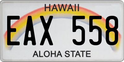 HI license plate EAX558