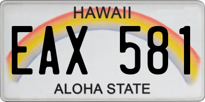 HI license plate EAX581