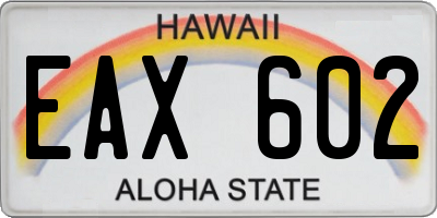 HI license plate EAX602