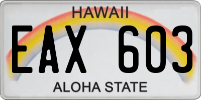 HI license plate EAX603