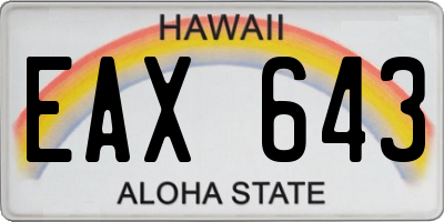 HI license plate EAX643