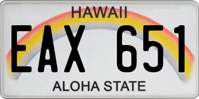 HI license plate EAX651