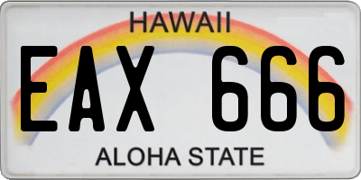 HI license plate EAX666