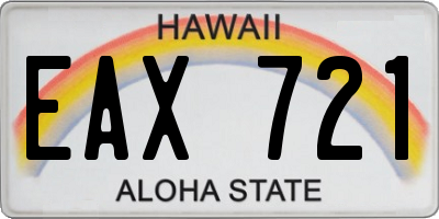 HI license plate EAX721